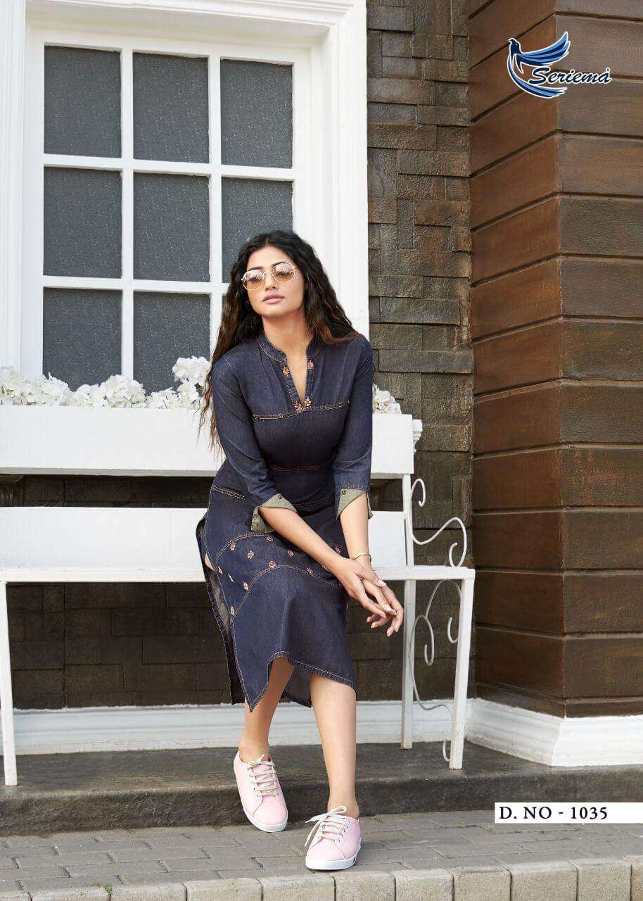 KUMB PREMIER BY SPARROW 1028 TO 1035 SERIES DESIGNER STYLISH FANCY COLORFUL BEAUTIFUL PARTY WEAR & ETHNIC WEAR COLLECTION PURE COTTON DENIM KURTIS AT WHOLESALE PRICE
