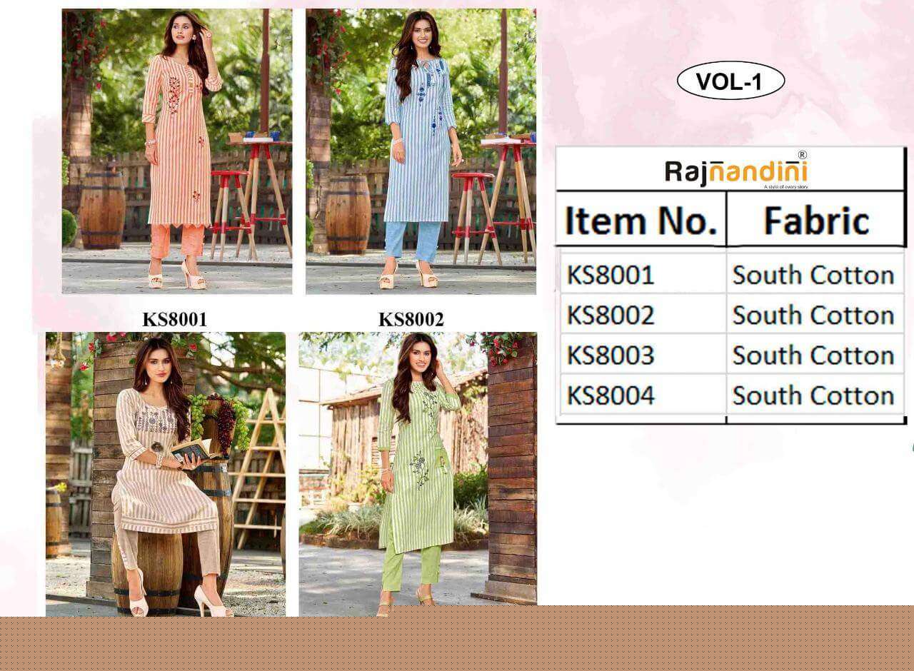 RAJNANDINI 8000 SERIES BY RAJNANDINI 8000 TO 8004 SERIES DESIGNER STYLISH FANCY COLORFUL BEAUTIFUL PARTY WEAR & ETHNIC WEAR COLLECTION WEAVING COTTON EMBROIDERED KURTIS AT WHOLESALE PRICE