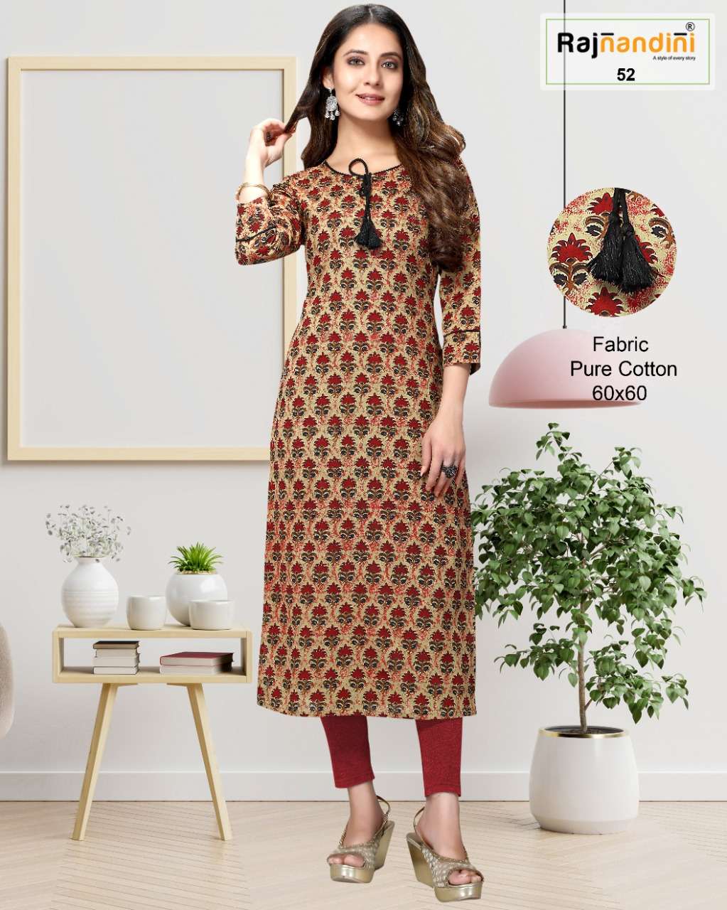 PRINT VOL-12 BY RAJNANDINI DESIGNER STYLISH FANCY COLORFUL BEAUTIFUL PARTY WEAR & ETHNIC WEAR COLLECTION PURE COTTON PRINT KURTIS AT WHOLESALE PRICE