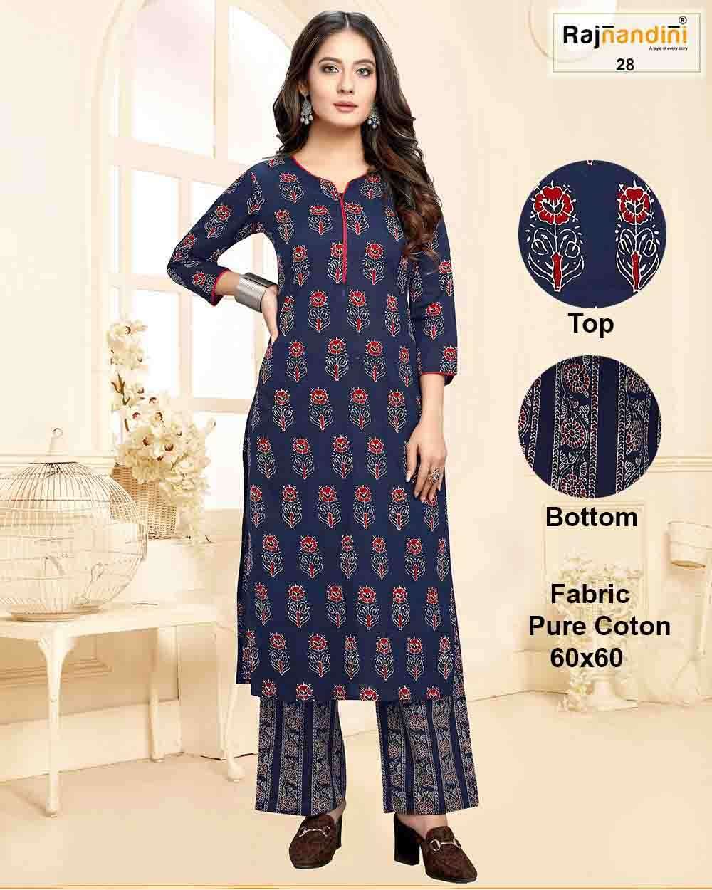 KURTA SET VOL-1 BY RAJNANDINI DESIGNER STYLISH FANCY COLORFUL BEAUTIFUL PARTY WEAR & ETHNIC WEAR COLLECTION PURE COTTON PRINT EMBROIDERY KURTIS WITH BOTTOM AT WHOLESALE PRICE