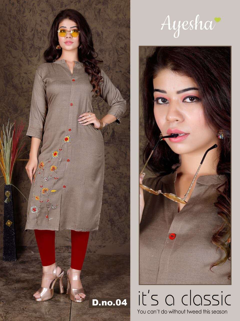 HEER BY AYESHA 01 TO 06 SERIES DESIGNER STYLISH FANCY COLORFUL BEAUTIFUL PARTY WEAR & ETHNIC WEAR COLLECTION RAYON FLEX WITH HANDWORK KURTIS AT WHOLESALE PRICE