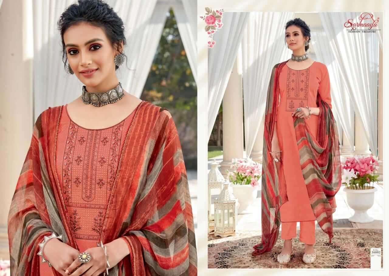 INAYAT BY SARMAAYA 36001 TO 36008 SERIES BEAUTIFUL SUITS COLORFUL STYLISH FANCY CASUAL WEAR & ETHNIC WEAR PURE JAM COTTON PRINT DRESSES AT WHOLESALE PRICE