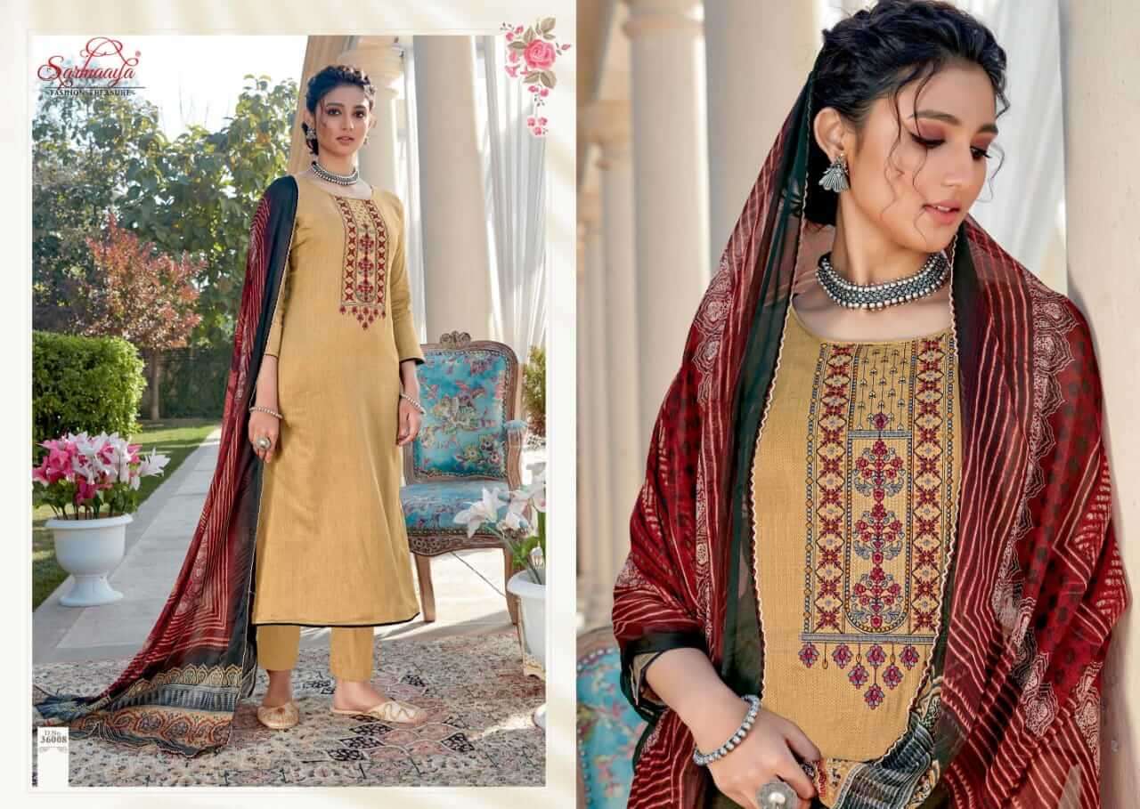 INAYAT BY SARMAAYA 36001 TO 36008 SERIES BEAUTIFUL SUITS COLORFUL STYLISH FANCY CASUAL WEAR & ETHNIC WEAR PURE JAM COTTON PRINT DRESSES AT WHOLESALE PRICE