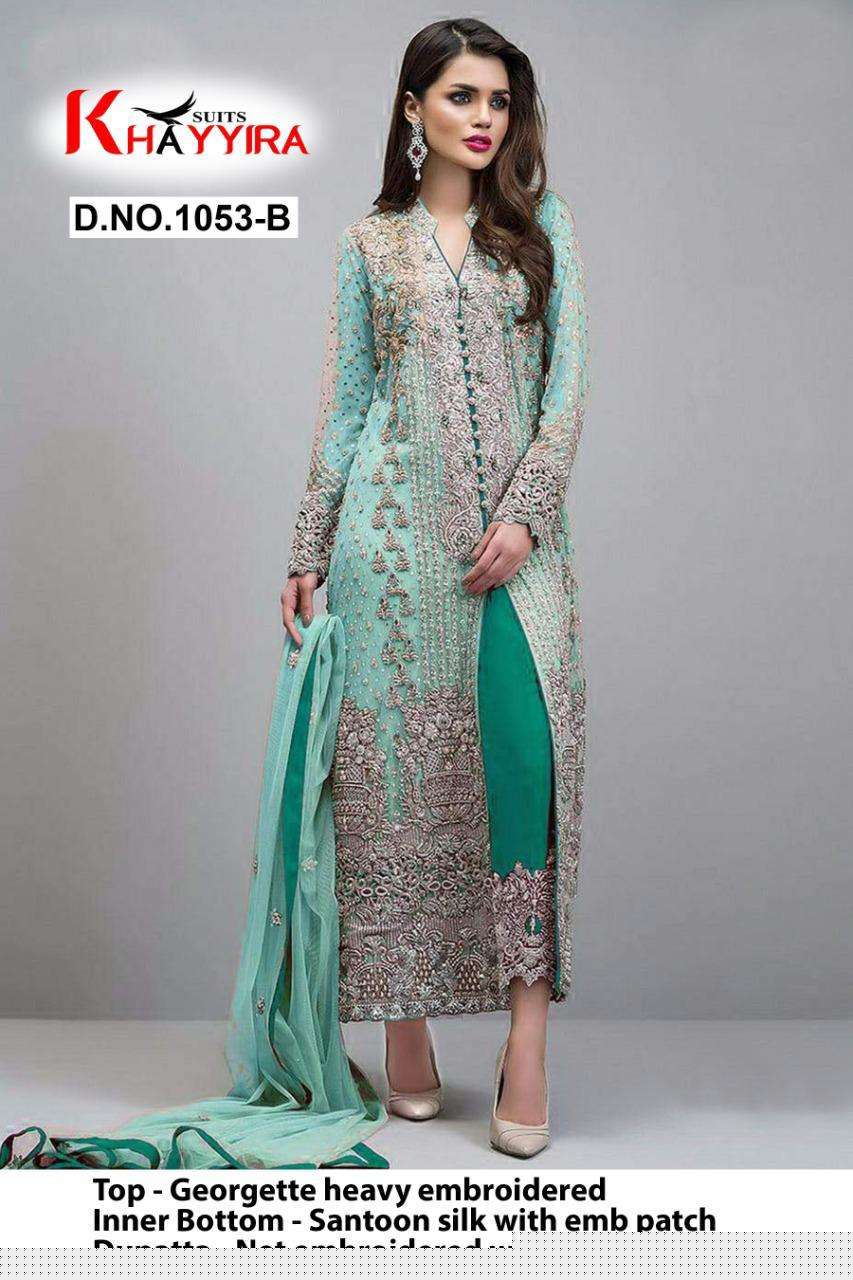 KHAYYIRA HIT COLLECTION VOL-10 BY KHAYYIRA BEAUTIFUL COLORFUL STYLISH FANCY CASUAL WEAR & ETHNIC WEAR & READY TO WEAR GEORGETTE WITH EMBROIDERY DRESSES AT WHOLESALE PRICE