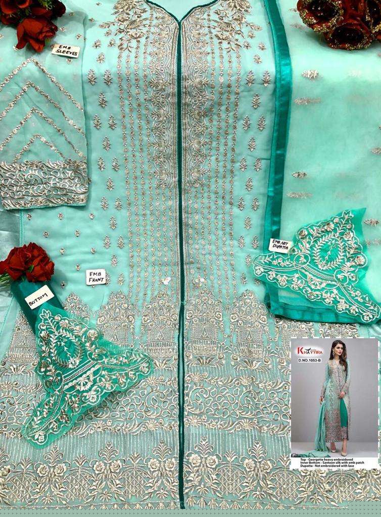 KHAYYIRA HIT COLLECTION VOL-10 BY KHAYYIRA BEAUTIFUL COLORFUL STYLISH FANCY CASUAL WEAR & ETHNIC WEAR & READY TO WEAR GEORGETTE WITH EMBROIDERY DRESSES AT WHOLESALE PRICE