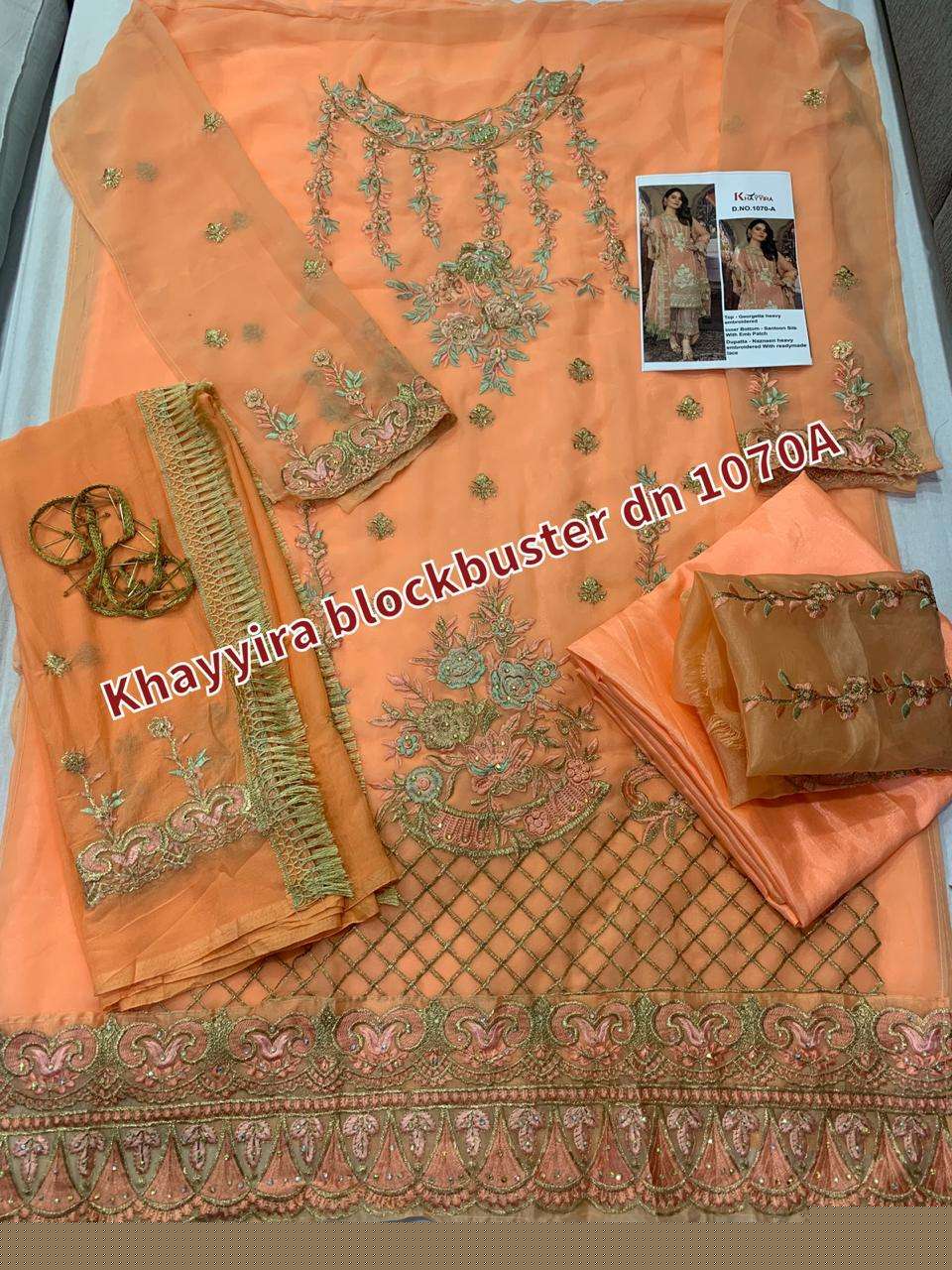 KHAYYIRA HIT COLLECTION VOL-10 BY KHAYYIRA BEAUTIFUL COLORFUL STYLISH FANCY CASUAL WEAR & ETHNIC WEAR & READY TO WEAR GEORGETTE WITH EMBROIDERY DRESSES AT WHOLESALE PRICE