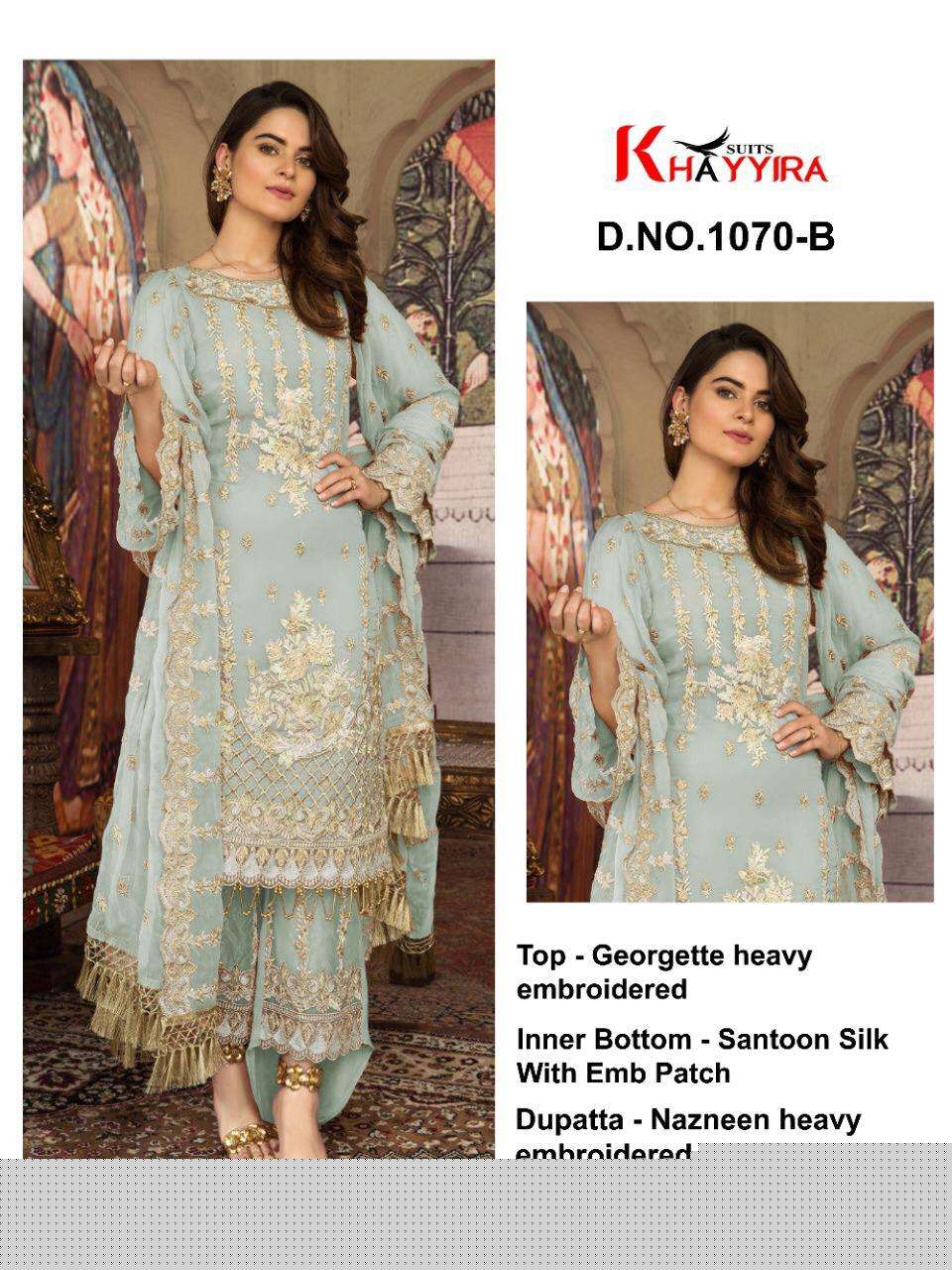 KHAYYIRA HIT COLLECTION VOL-10 BY KHAYYIRA BEAUTIFUL COLORFUL STYLISH FANCY CASUAL WEAR & ETHNIC WEAR & READY TO WEAR GEORGETTE WITH EMBROIDERY DRESSES AT WHOLESALE PRICE