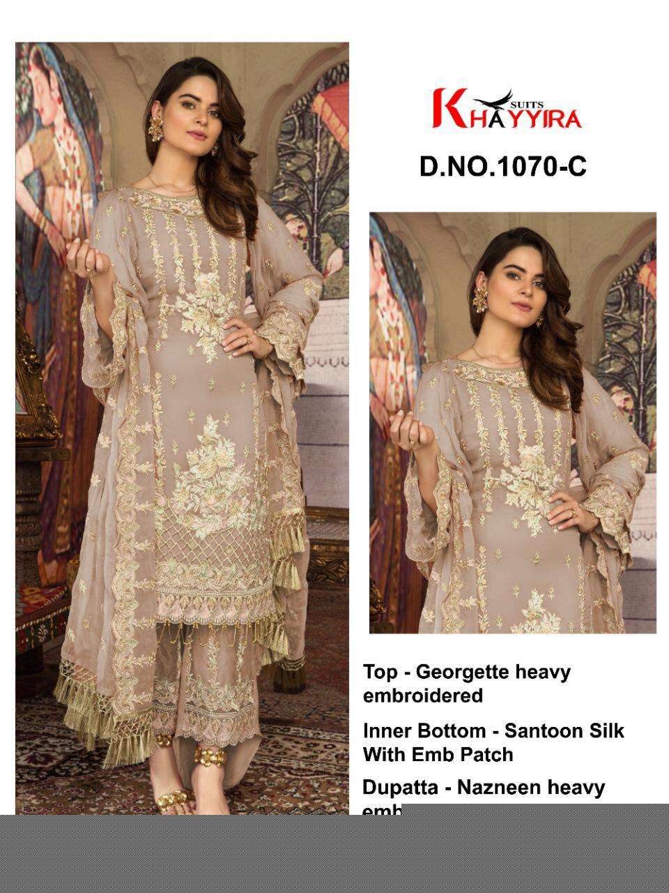 KHAYYIRA HIT COLLECTION VOL-10 BY KHAYYIRA BEAUTIFUL COLORFUL STYLISH FANCY CASUAL WEAR & ETHNIC WEAR & READY TO WEAR GEORGETTE WITH EMBROIDERY DRESSES AT WHOLESALE PRICE