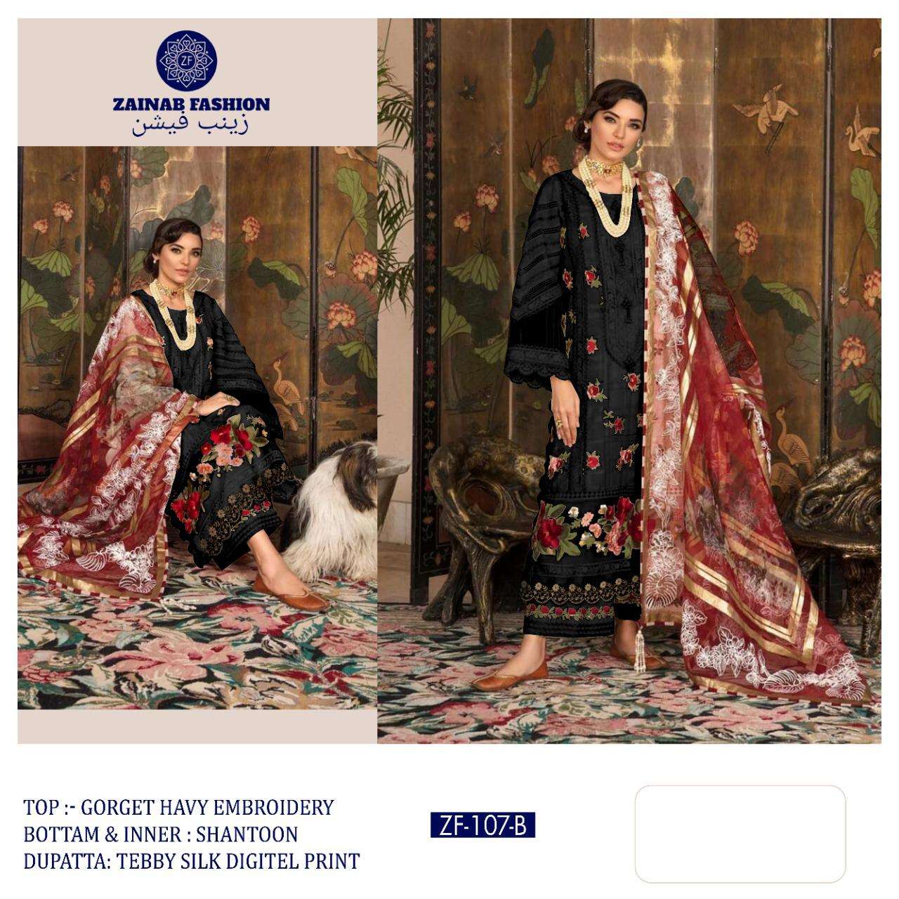 ZAINAB 107 COLOURS BY ZAINAB FASHION 107-A TO 107-B SERIES DESIGNER PAKISTANI SUITS BEAUTIFUL FANCY STYLISH COLORFUL PARTY WEAR & OCCASIONAL WEAR GEORGETTE WITH EMBROIDERY DRESSES AT WHOLESALE PRICE