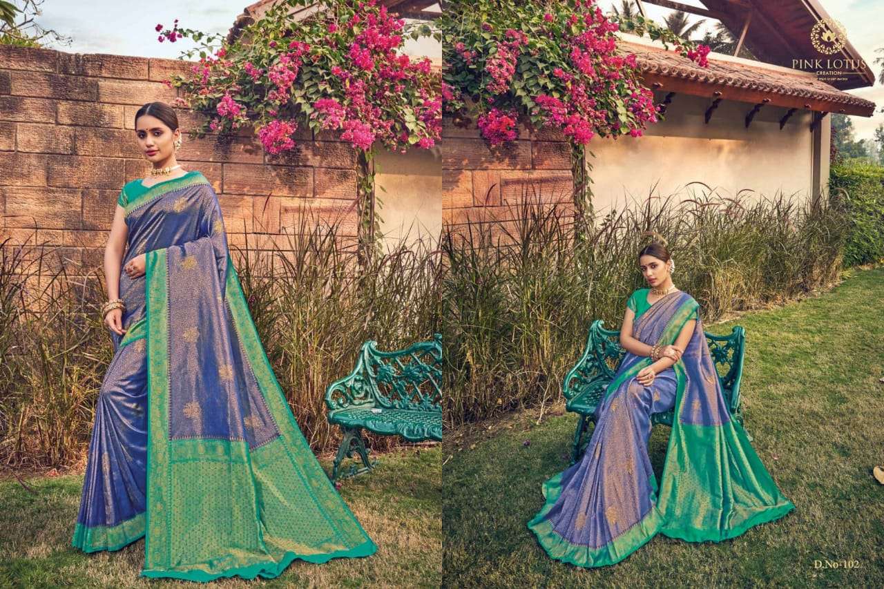 PEARL SILK BY PINK LOTUS 101 TO 113 SERIES INDIAN TRADITIONAL WEAR COLLECTION BEAUTIFUL STYLISH FANCY COLORFUL PARTY WEAR & OCCASIONAL WEAR SILK SAREES AT WHOLESALE PRICE