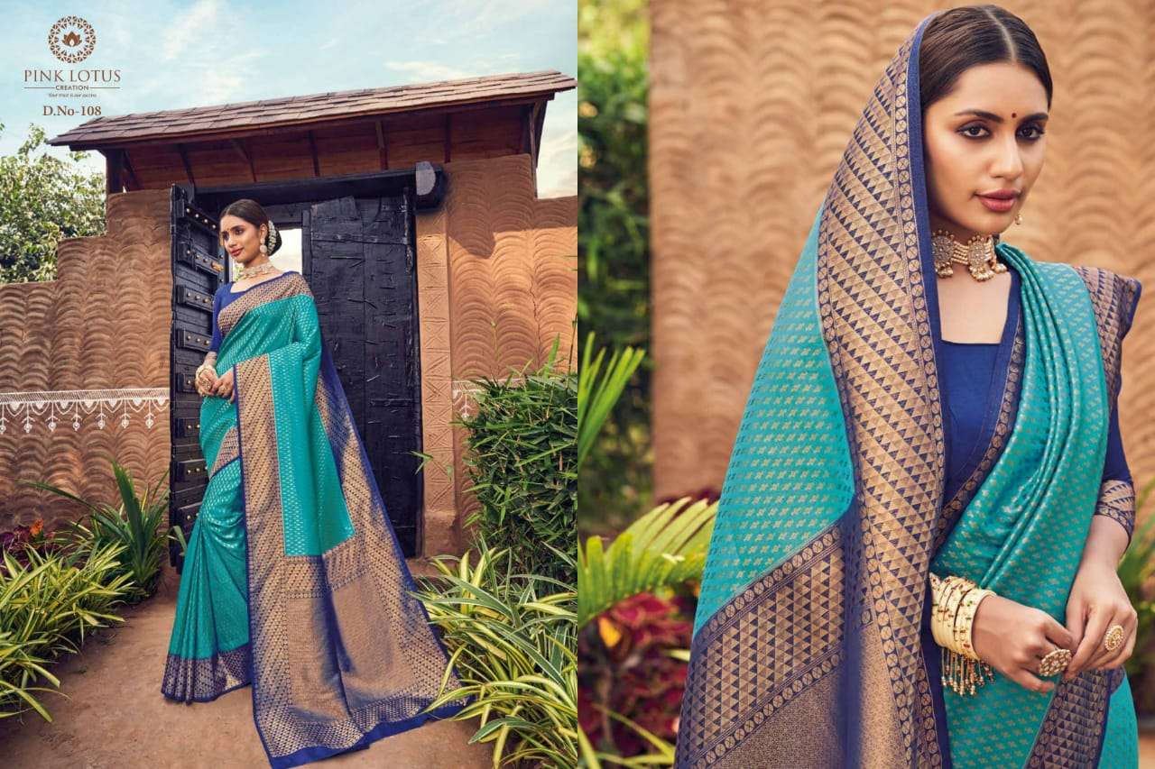 PEARL SILK BY PINK LOTUS 101 TO 113 SERIES INDIAN TRADITIONAL WEAR COLLECTION BEAUTIFUL STYLISH FANCY COLORFUL PARTY WEAR & OCCASIONAL WEAR SILK SAREES AT WHOLESALE PRICE
