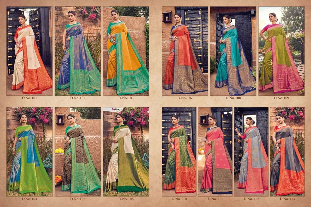 PEARL SILK BY PINK LOTUS 101 TO 113 SERIES INDIAN TRADITIONAL WEAR COLLECTION BEAUTIFUL STYLISH FANCY COLORFUL PARTY WEAR & OCCASIONAL WEAR SILK SAREES AT WHOLESALE PRICE