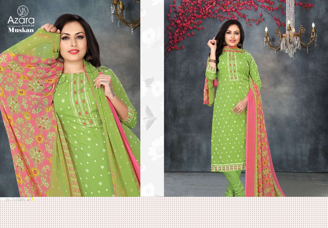MUSKAN BY AZARA 1001 TO 1006 SERIES BEAUTIFUL SUITS COLORFUL STYLISH FANCY CASUAL WEAR & ETHNIC WEAR FRENCH CREPE PRINT DRESSES AT WHOLESALE PRICE