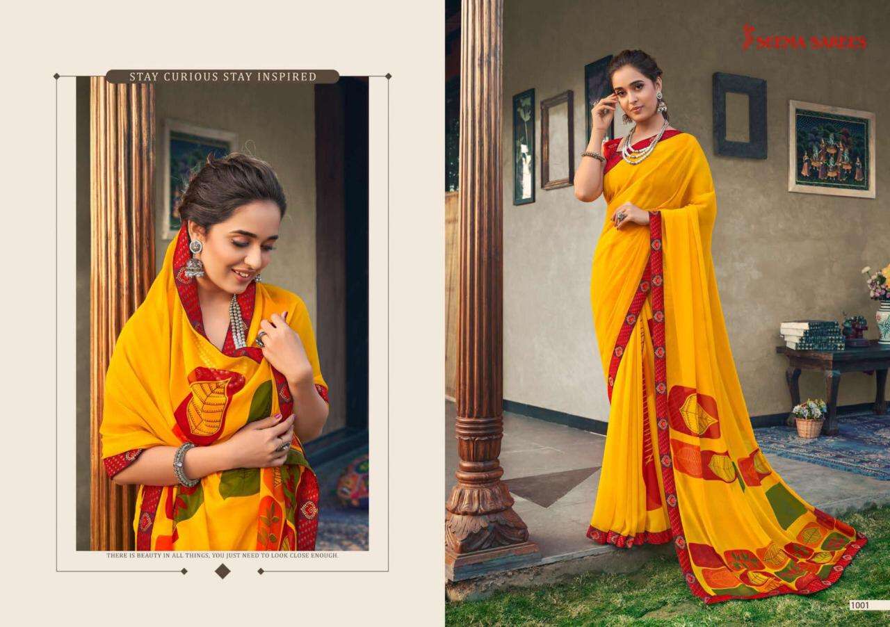 DREAM GIRL VOL-2 BY SEEMA SAREES 1001 TO 1008 SERIES INDIAN TRADITIONAL WEAR COLLECTION BEAUTIFUL STYLISH FANCY COLORFUL PARTY WEAR & OCCASIONAL WEAR WEIGHTLESS SAREES AT WHOLESALE PRICE