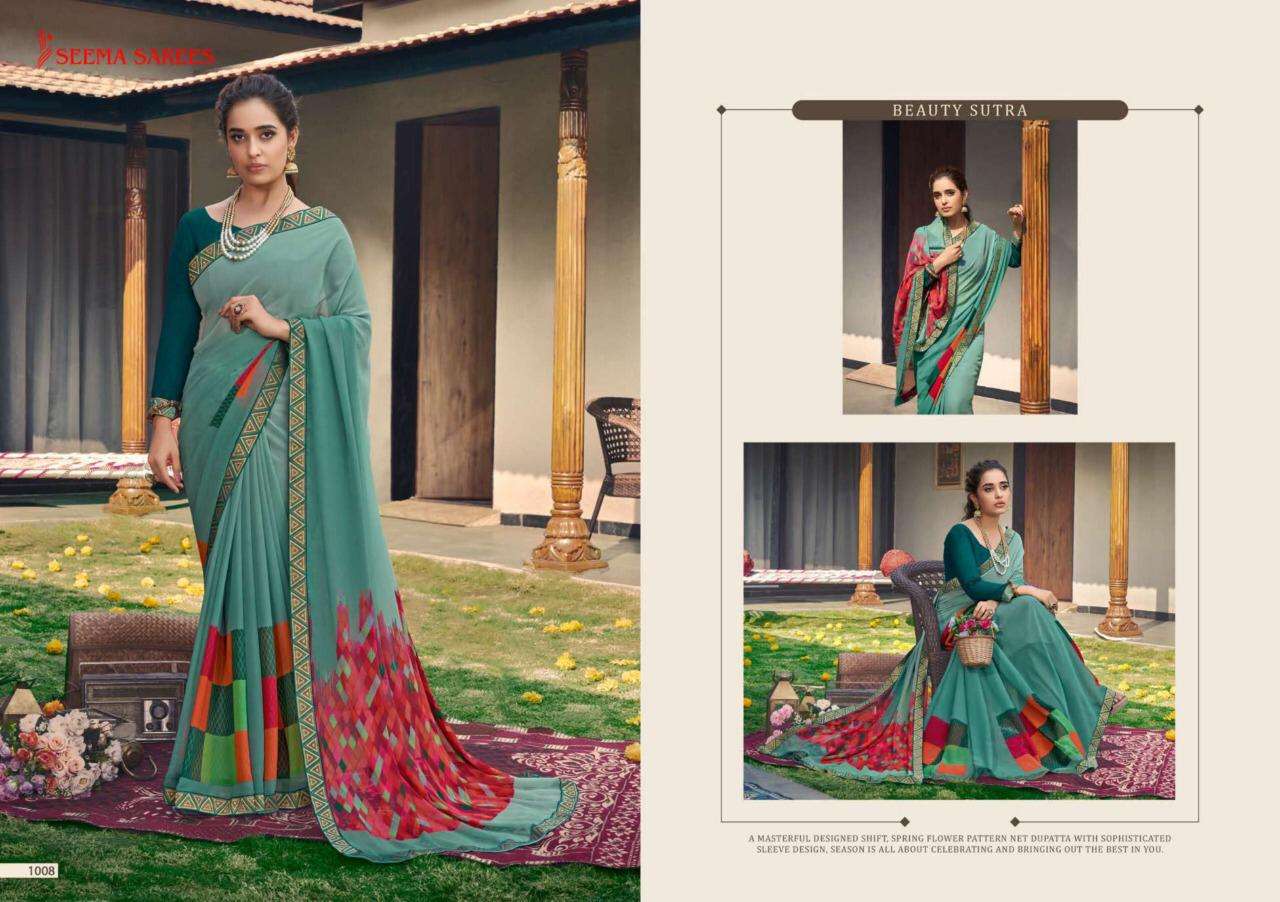 DREAM GIRL VOL-2 BY SEEMA SAREES 1001 TO 1008 SERIES INDIAN TRADITIONAL WEAR COLLECTION BEAUTIFUL STYLISH FANCY COLORFUL PARTY WEAR & OCCASIONAL WEAR WEIGHTLESS SAREES AT WHOLESALE PRICE