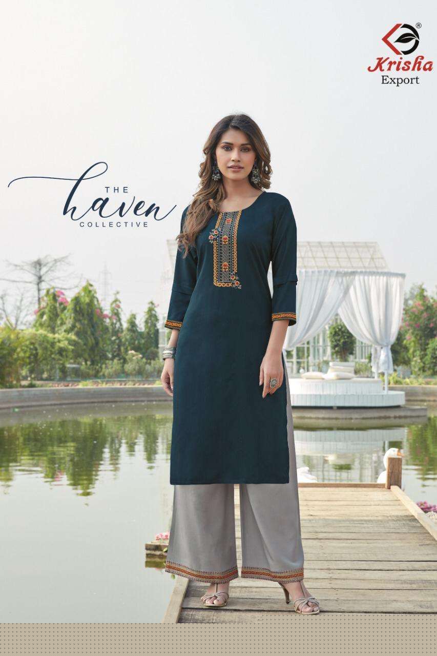 VANSHIKA BY KRISHA EXPORTS 1101 TO 1104 SERIES DESIGNER STYLISH FANCY COLORFUL BEAUTIFUL PARTY WEAR & ETHNIC WEAR COLLECTION RAYON EMBROIDERY KURTIS WITH BOTTOM AT WHOLESALE PRICE