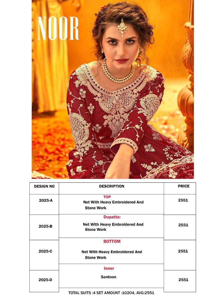 NOOR BY AVIGHAYA 2025-A TO 2025-D SERIES BEAUTIFUL STYLISH ANARKALI SUITS FANCY COLORFUL CASUAL WEAR & ETHNIC WEAR & READY TO WEAR NET EMBROIDERED DRESSES AT WHOLESALE PRICE