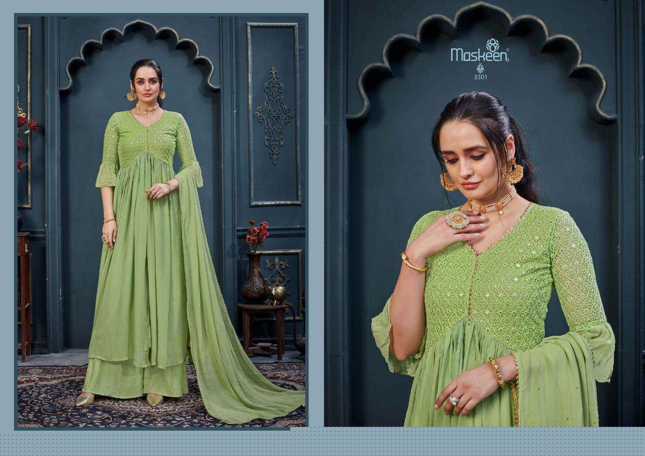FLORIS BY MAISHA 3301 TO 3306 SERIES BEAUTIFUL STYLISH SHARARA SUITS FANCY COLORFUL CASUAL WEAR & ETHNIC WEAR & READY TO WEAR HEAVY GEORGETTE EMBROIDERED DRESSES AT WHOLESALE PRICE