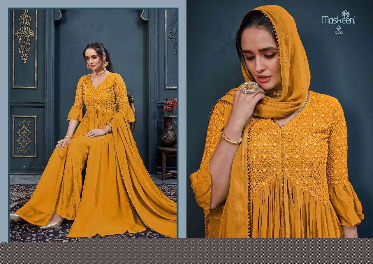 FLORIS BY MAISHA 3301 TO 3306 SERIES BEAUTIFUL STYLISH SHARARA SUITS FANCY COLORFUL CASUAL WEAR & ETHNIC WEAR & READY TO WEAR HEAVY GEORGETTE EMBROIDERED DRESSES AT WHOLESALE PRICE