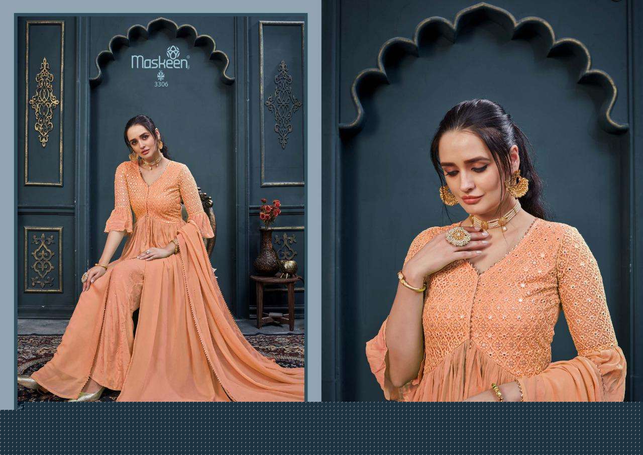 FLORIS BY MAISHA 3301 TO 3306 SERIES BEAUTIFUL STYLISH SHARARA SUITS FANCY COLORFUL CASUAL WEAR & ETHNIC WEAR & READY TO WEAR HEAVY GEORGETTE EMBROIDERED DRESSES AT WHOLESALE PRICE