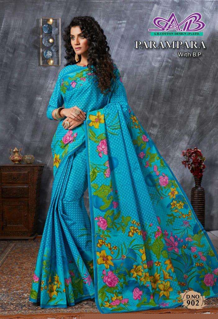 PARAMPARA BY A B FASHION 900 TO 914 SERIES INDIAN TRADITIONAL WEAR COLLECTION BEAUTIFUL STYLISH FANCY COLORFUL PARTY WEAR & OCCASIONAL WEAR MULMUL COTTON SAREES AT WHOLESALE PRICE