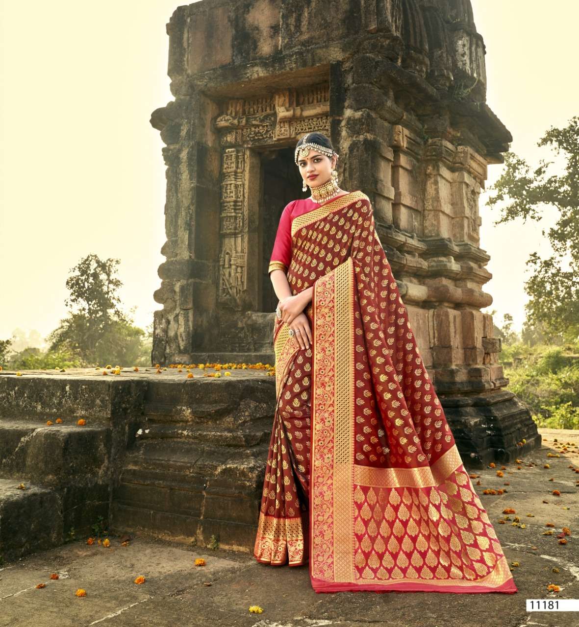 SKS VOL-50 BY SHAKUNT 11181 TO 11188 SERIES INDIAN TRADITIONAL WEAR COLLECTION BEAUTIFUL STYLISH FANCY COLORFUL PARTY WEAR & OCCASIONAL WEAR SOFT SILK SAREES AT WHOLESALE PRICE