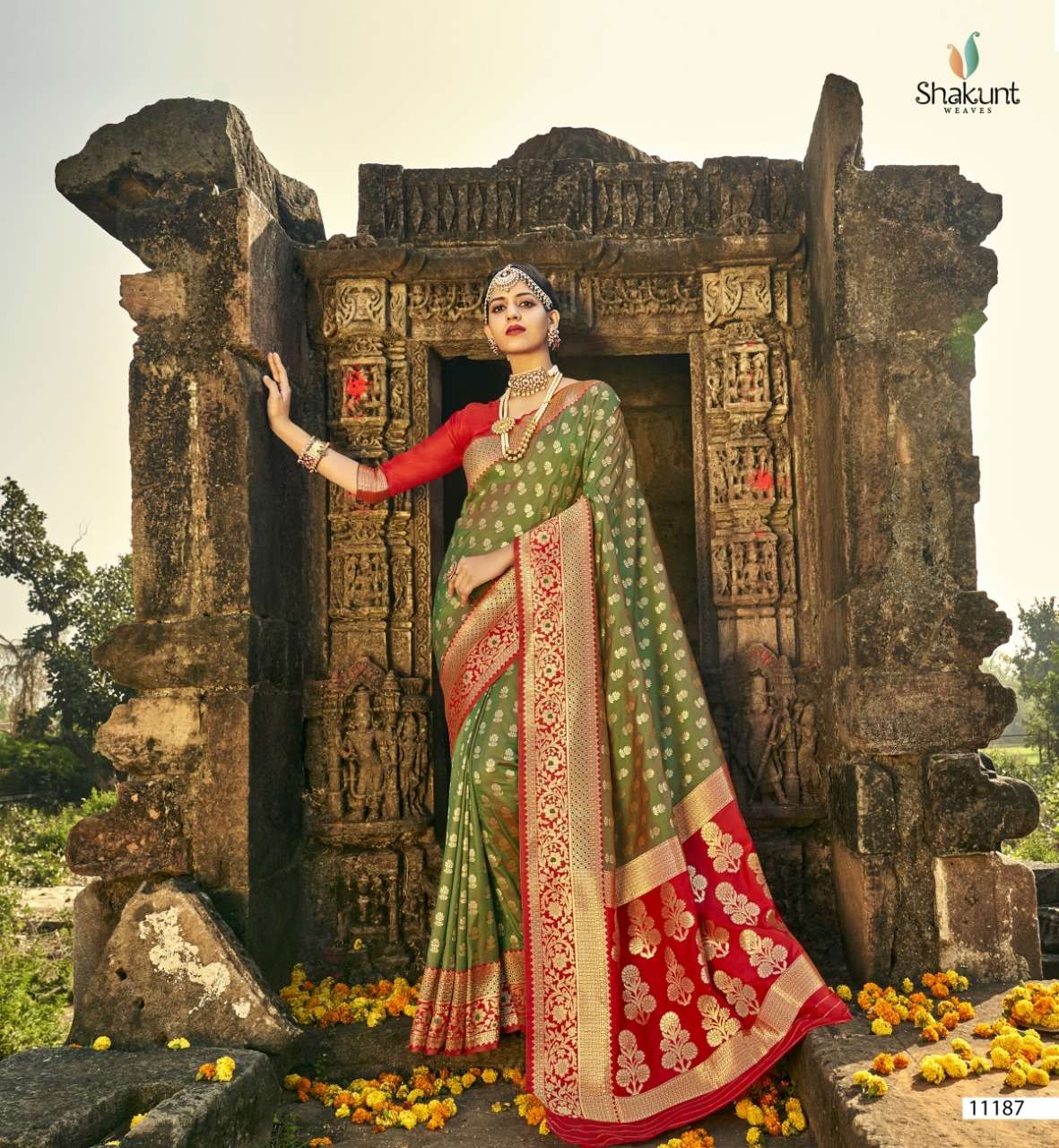 SKS VOL-50 BY SHAKUNT 11181 TO 11188 SERIES INDIAN TRADITIONAL WEAR COLLECTION BEAUTIFUL STYLISH FANCY COLORFUL PARTY WEAR & OCCASIONAL WEAR SOFT SILK SAREES AT WHOLESALE PRICE