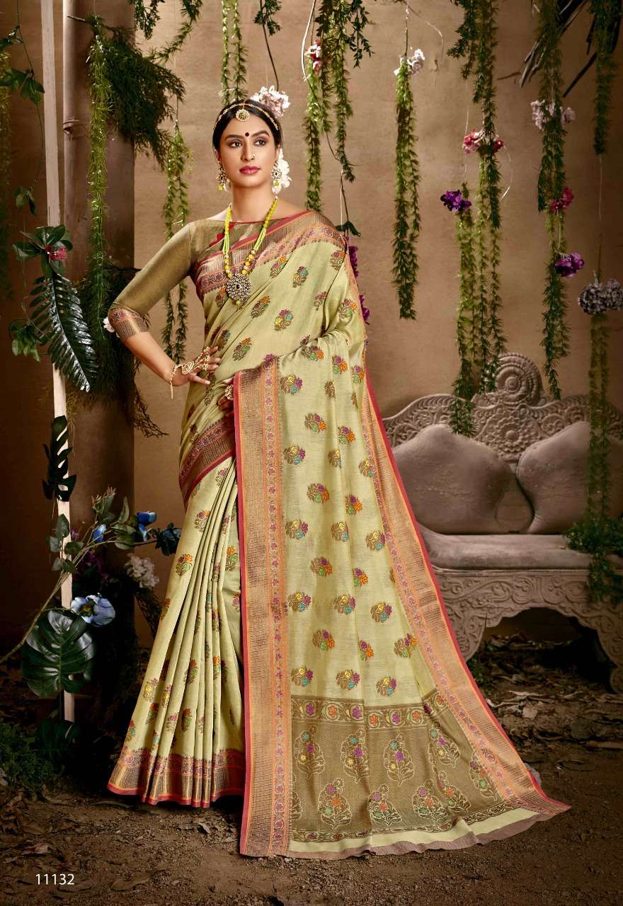 PRAJWALIT BY SHAKUNT 11131 TO 11136 SERIES INDIAN TRADITIONAL WEAR COLLECTION BEAUTIFUL STYLISH FANCY COLORFUL PARTY WEAR & OCCASIONAL WEAR COTTON WOVEN SAREES AT WHOLESALE PRICE