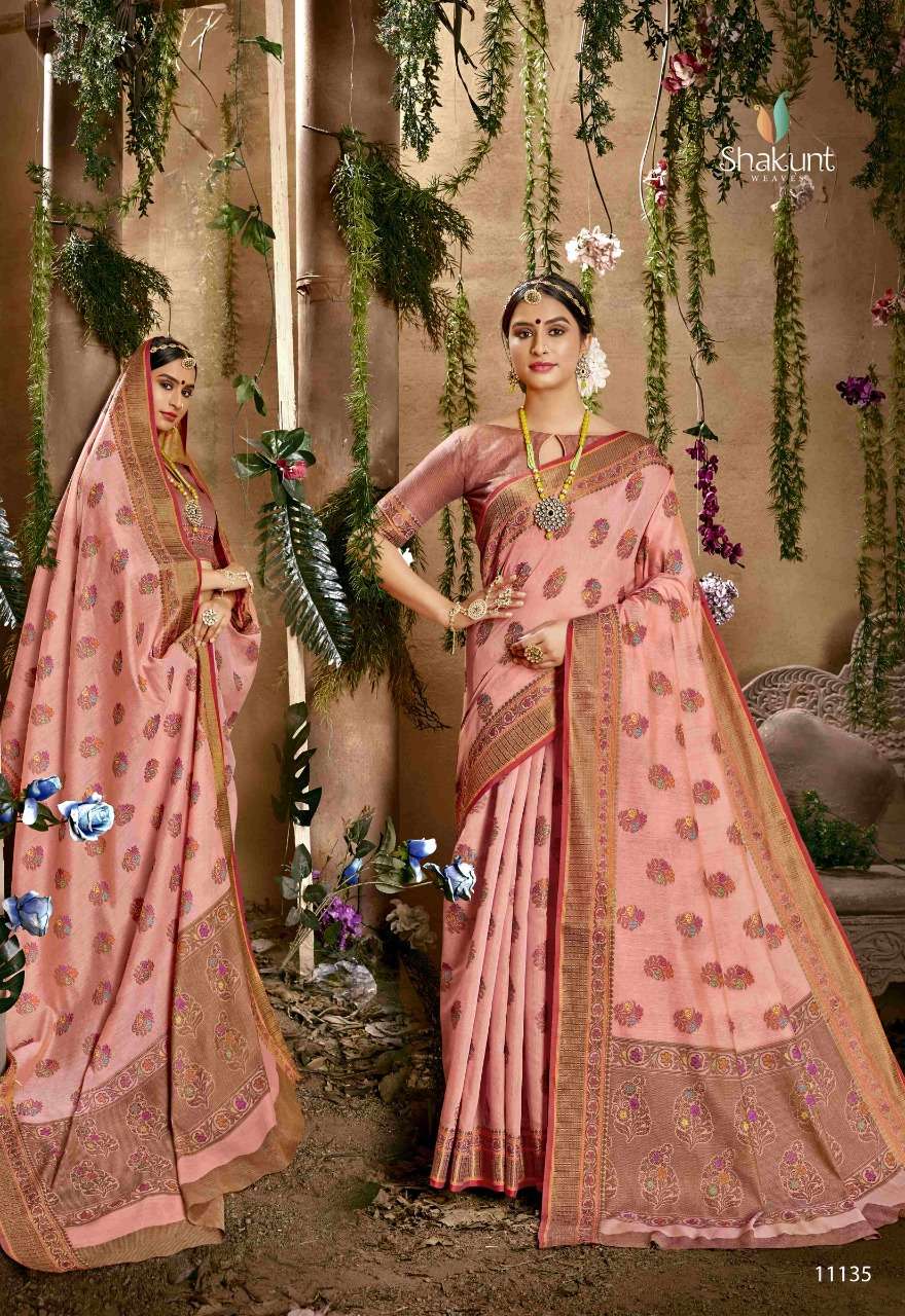 PRAJWALIT BY SHAKUNT 11131 TO 11136 SERIES INDIAN TRADITIONAL WEAR COLLECTION BEAUTIFUL STYLISH FANCY COLORFUL PARTY WEAR & OCCASIONAL WEAR COTTON WOVEN SAREES AT WHOLESALE PRICE