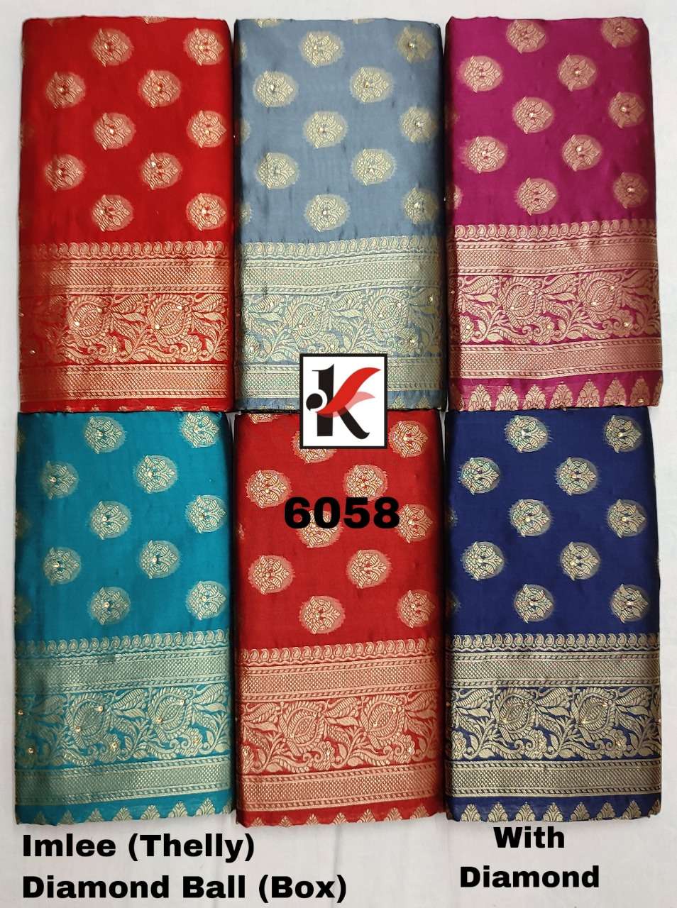 IMLEE 6058 BY KODAS 6058-A TO 6058-F SERIES INDIAN TRADITIONAL WEAR COLLECTION BEAUTIFUL STYLISH FANCY COLORFUL PARTY WEAR & OCCASIONAL WEAR SILK SAREES AT WHOLESALE PRICE