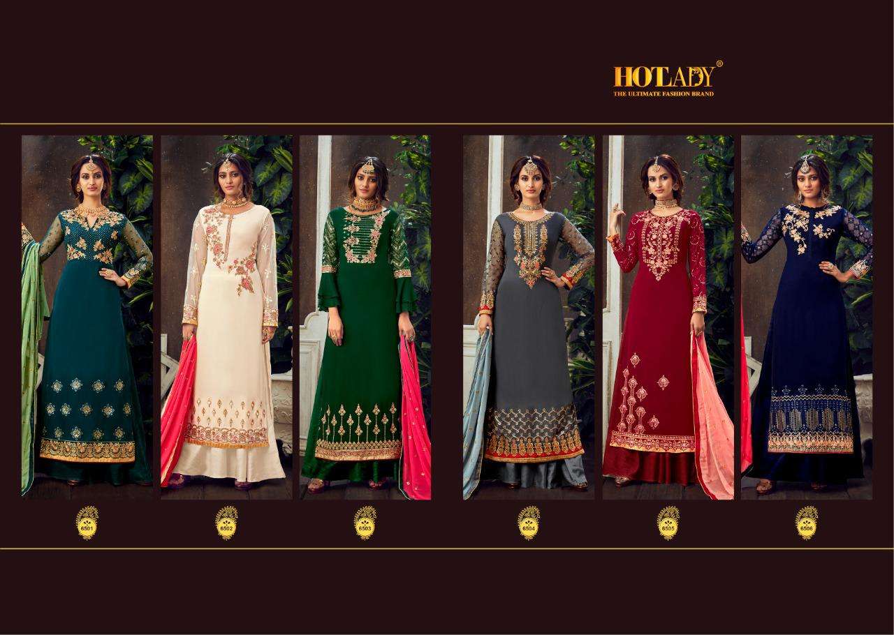MAHIKA BY HOT LADY 6501 TO 6506 SERIES BEAUTIFUL SHARARA SUITS STYLISH FANCY COLORFUL PARTY WEAR & OCCASIONAL WEAR PURE GEORGETTE DRESSES AT WHOLESALE PRICE