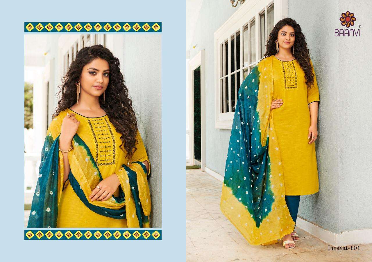 INNAYAT BY BAANVI 101 TO 106 SERIES BEAUTIFUL SUITS COLORFUL STYLISH FANCY CASUAL WEAR & ETHNIC WEAR HEAVY COTTON EMBROIDERED DRESSES AT WHOLESALE PRICE