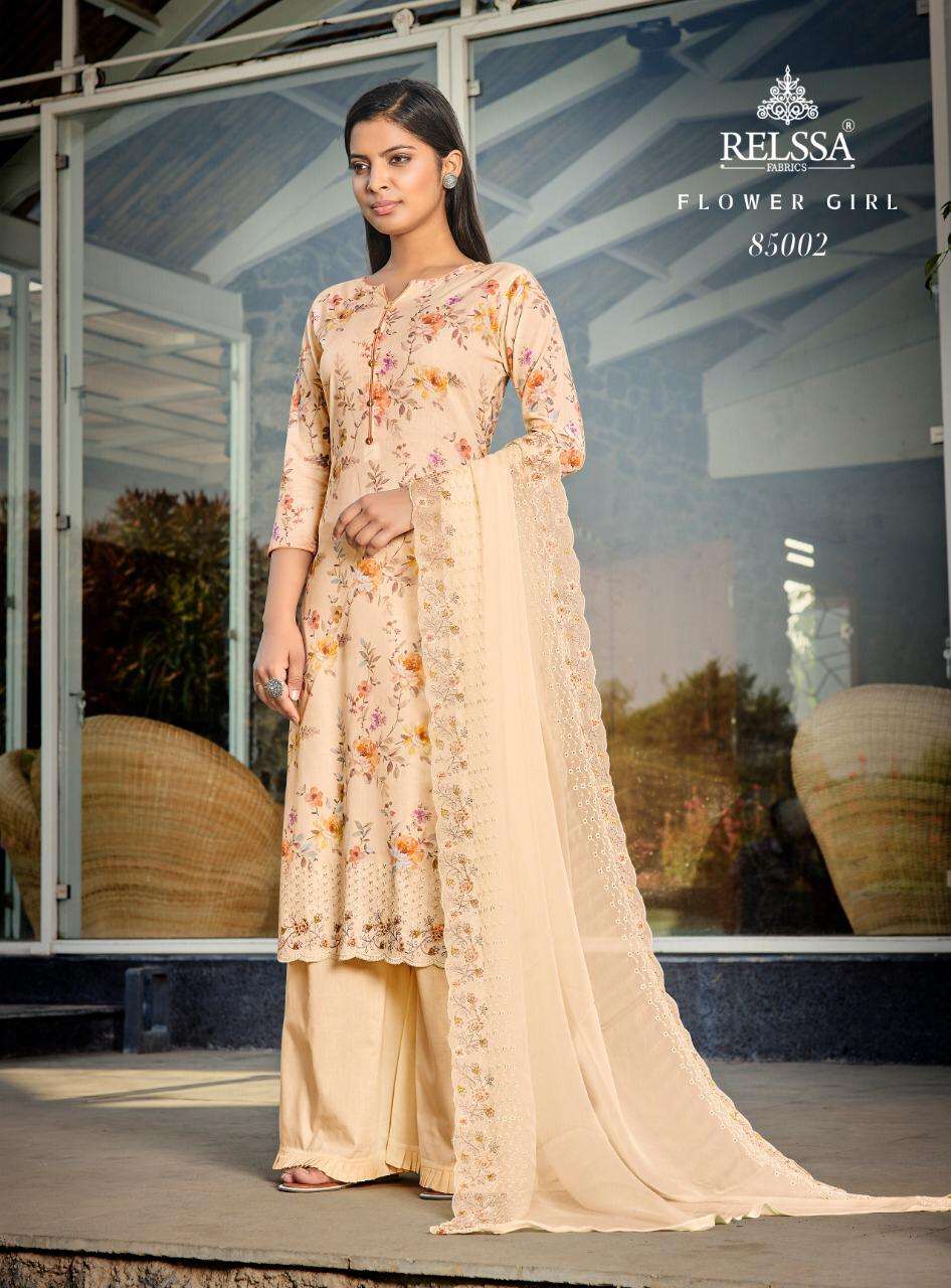 FLOWER GIRL BY RELSSA 85001 TO 85006 SERIES BEAUTIFUL SUITS COLORFUL STYLISH FANCY CASUAL WEAR & ETHNIC WEAR COTTON DRESSES AT WHOLESALE PRICE