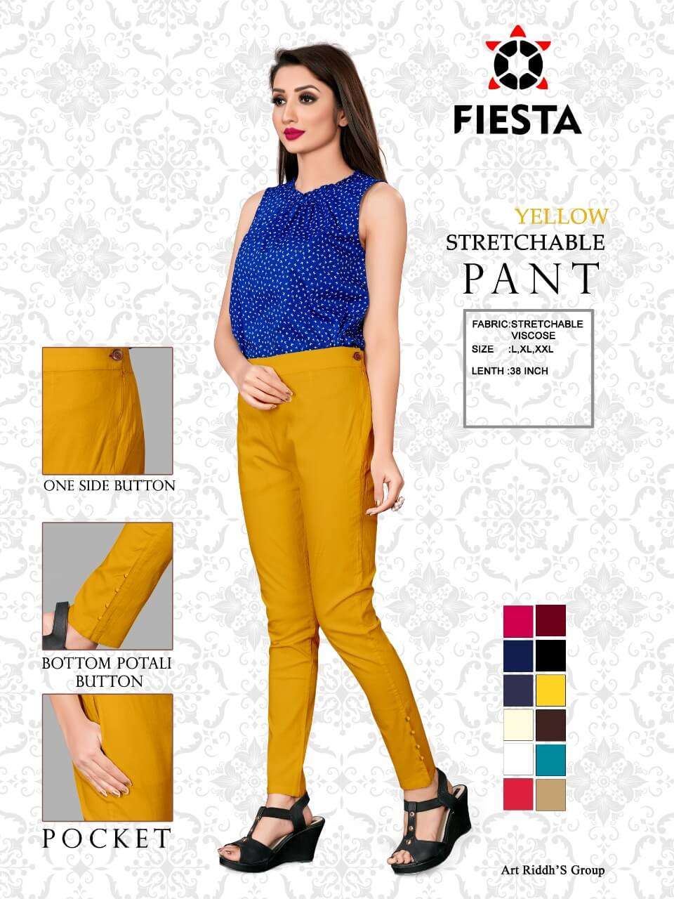 PANT BY FIESTA 01 TO 10 SERIES DESIGNER STYLISH FANCY COLORFUL BEAUTIFUL PARTY WEAR & ETHNIC WEAR COLLECTION VISCOSE PANTS AT WHOLESALE PRICE