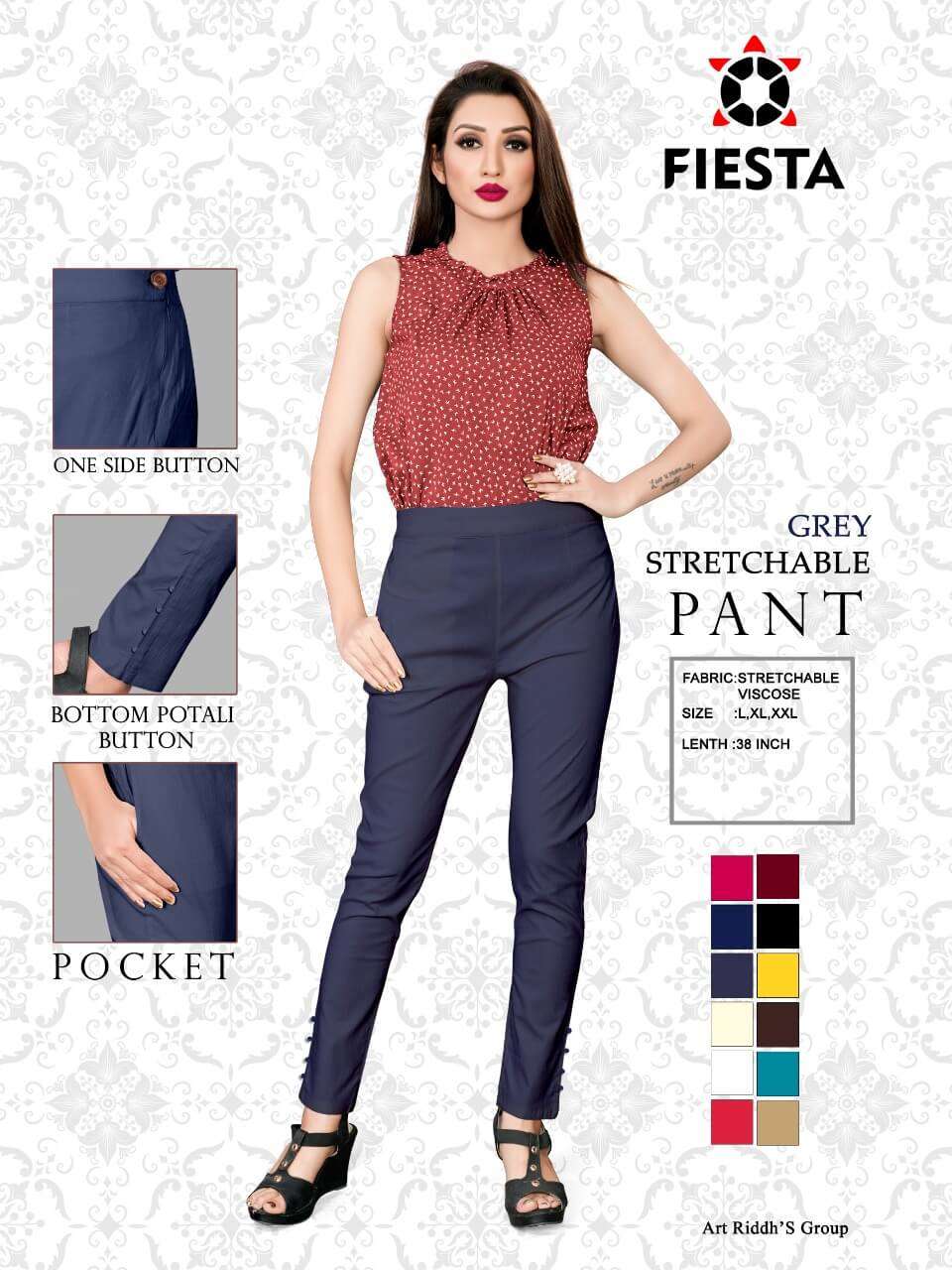 PANT BY FIESTA 01 TO 10 SERIES DESIGNER STYLISH FANCY COLORFUL BEAUTIFUL PARTY WEAR & ETHNIC WEAR COLLECTION VISCOSE PANTS AT WHOLESALE PRICE