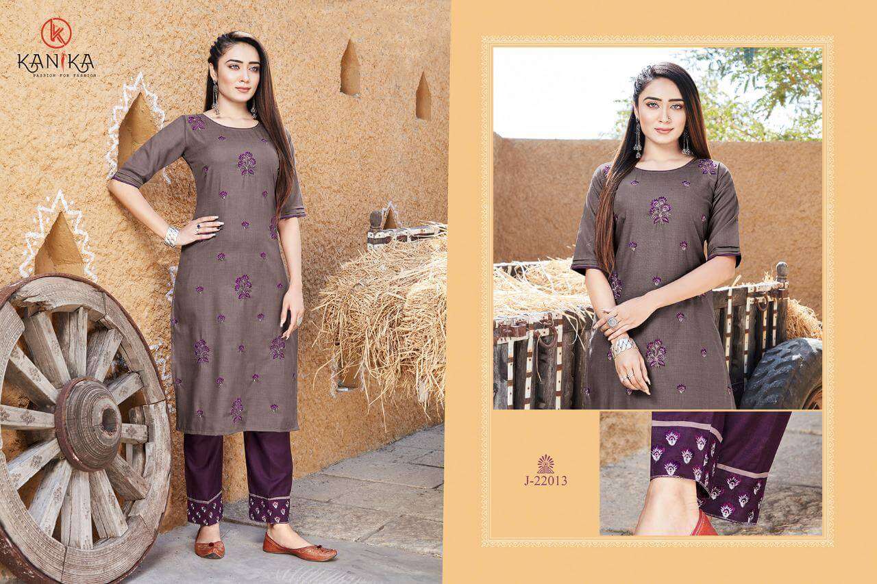 JULITE VOL-3 BY KANIKA 22013 TO 22018 SERIES DESIGNER STYLISH FANCY COLORFUL BEAUTIFUL PARTY WEAR & ETHNIC WEAR COLLECTION RUBY SLUB EMBROIDERY KURTIS WITH BOTTOM AT WHOLESALE PRICE