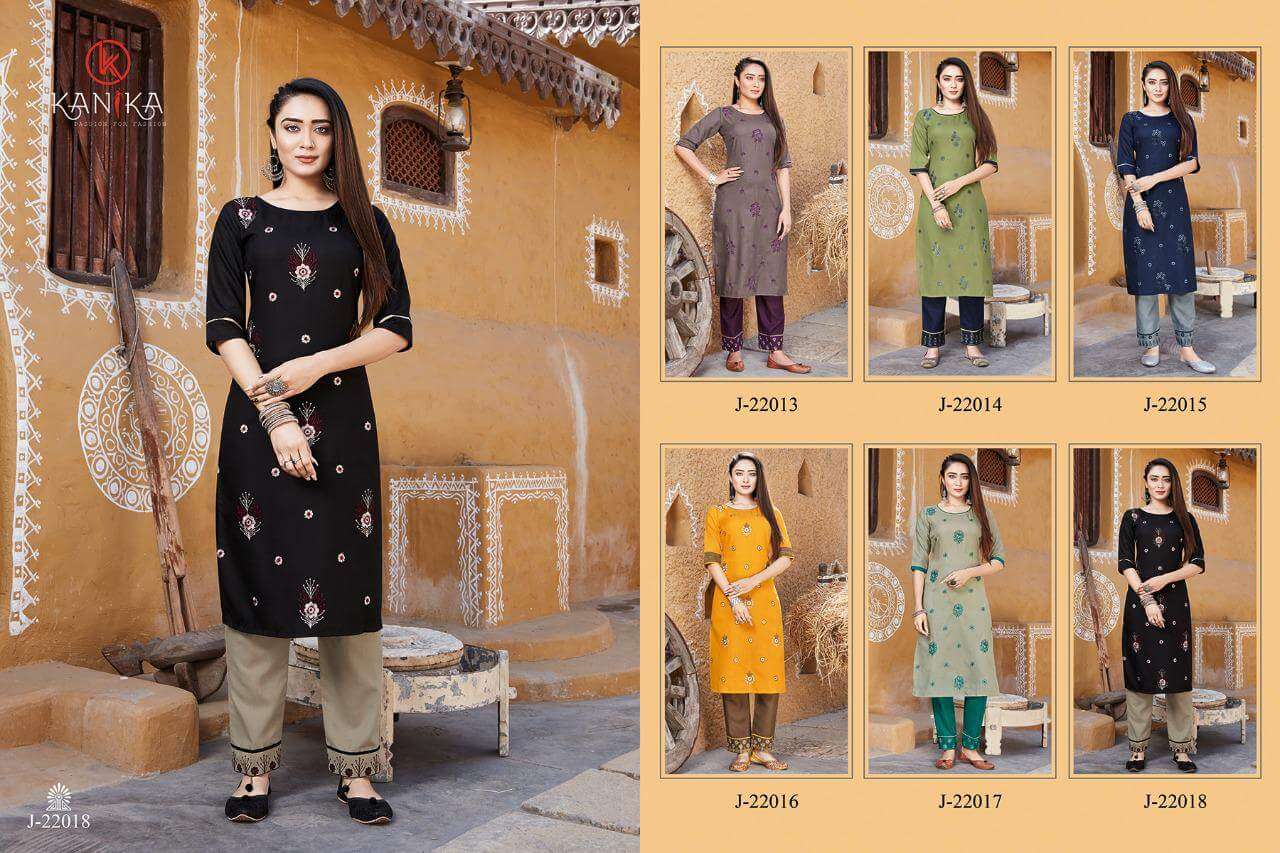 JULITE VOL-3 BY KANIKA 22013 TO 22018 SERIES DESIGNER STYLISH FANCY COLORFUL BEAUTIFUL PARTY WEAR & ETHNIC WEAR COLLECTION RUBY SLUB EMBROIDERY KURTIS WITH BOTTOM AT WHOLESALE PRICE