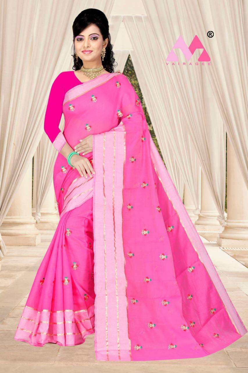 NAIRA BY VAIRAGEE 01 TO 06 SERIES INDIAN TRADITIONAL WEAR COLLECTION BEAUTIFUL STYLISH FANCY COLORFUL PARTY WEAR & OCCASIONAL WEAR COTTON SAREES AT WHOLESALE PRICE
