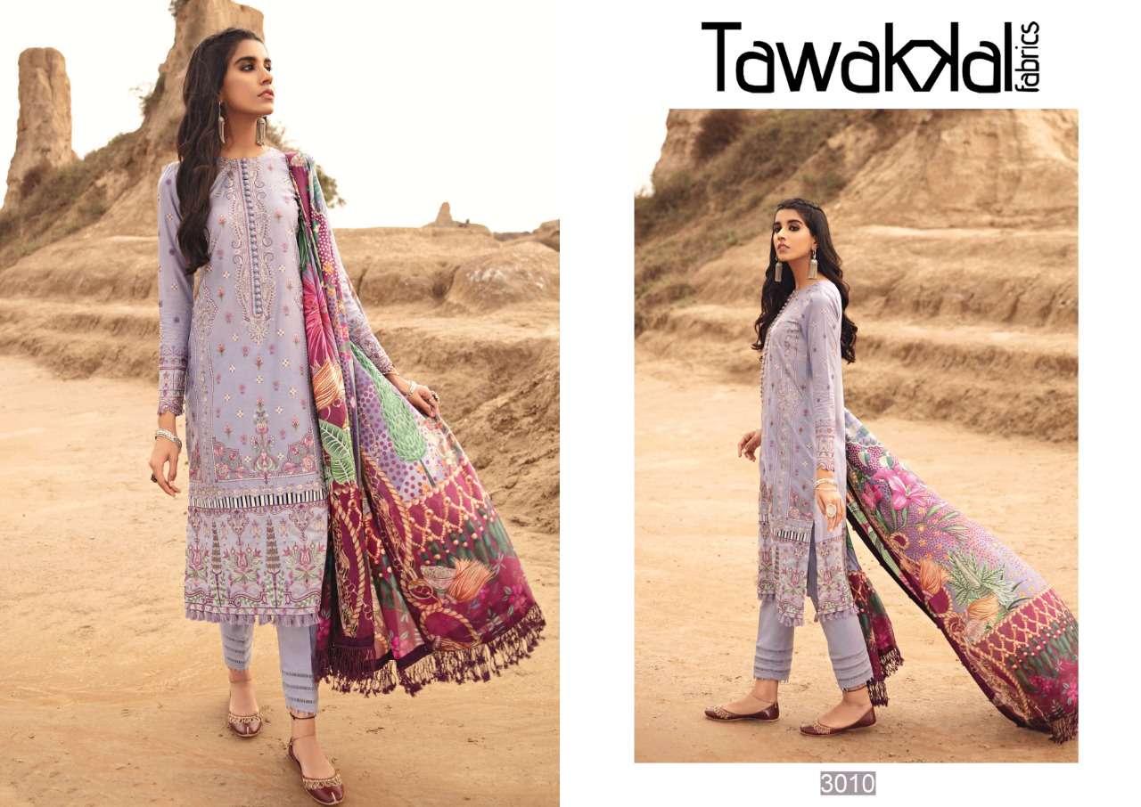 OPULENCE LUXURY COTTON VOL-3 BY TAWAKKAL FAB 3001 TO 3010 SERIES BEAUTIFUL SUITS COLORFUL STYLISH FANCY CASUAL WEAR & ETHNIC WEAR COTTON PRINT DRESSES AT WHOLESALE PRICE
