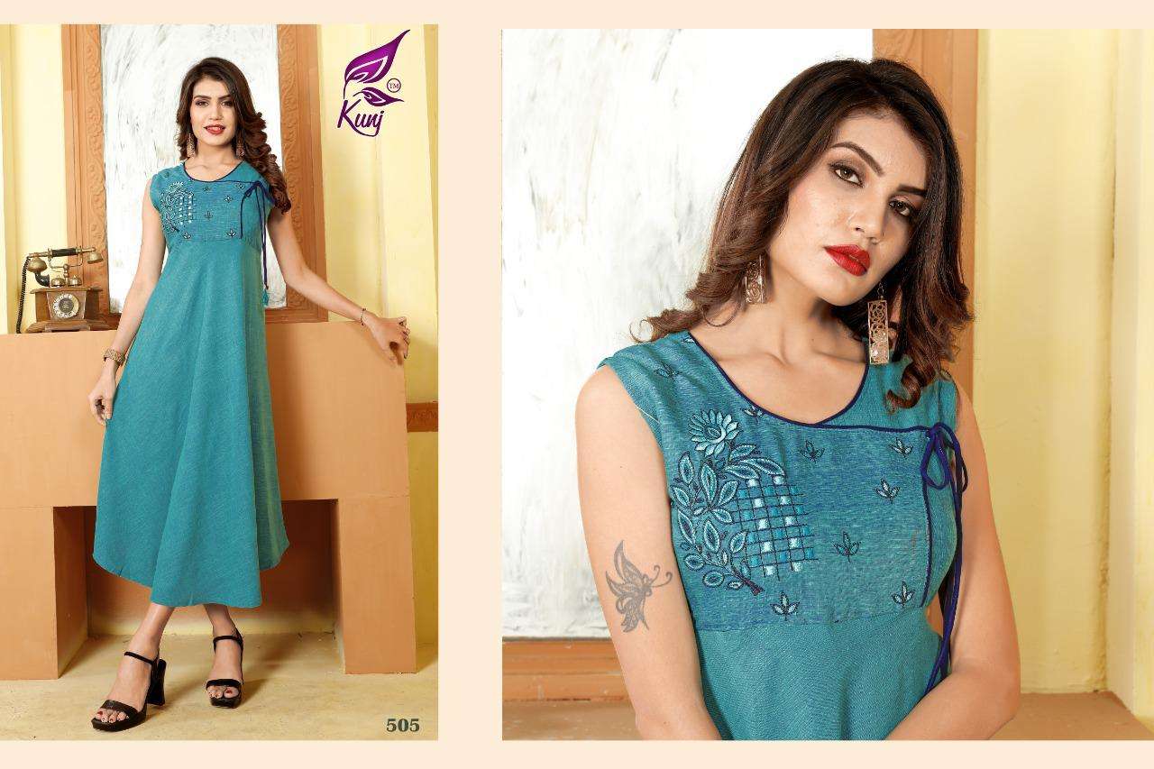 VARAHI VOL-5 BY KUNJ 501 TO 508 SERIES DESIGNER STYLISH FANCY COLORFUL BEAUTIFUL PARTY WEAR & ETHNIC WEAR COLLECTION HEAVY TWO TONE RAYON KURTIS AT WHOLESALE PRICE