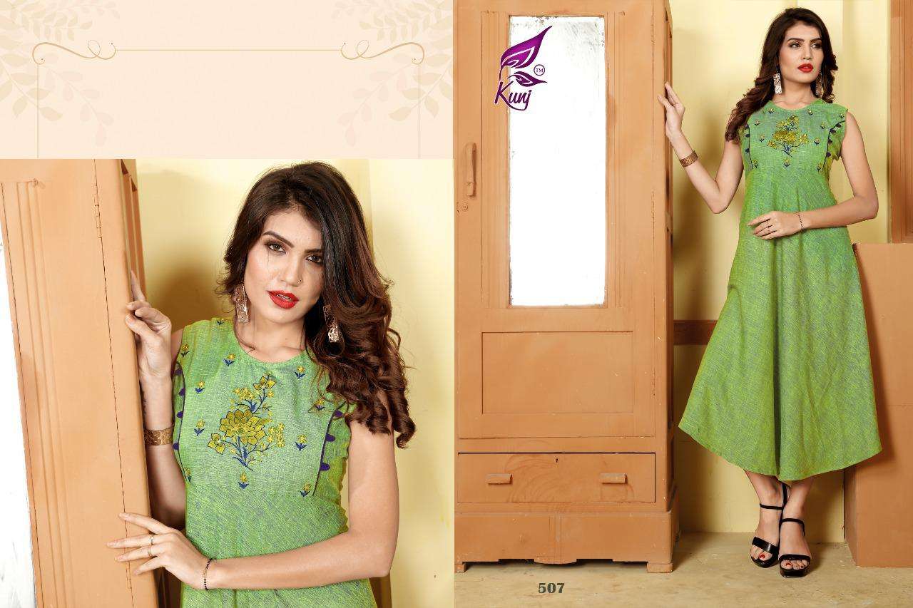 VARAHI VOL-5 BY KUNJ 501 TO 508 SERIES DESIGNER STYLISH FANCY COLORFUL BEAUTIFUL PARTY WEAR & ETHNIC WEAR COLLECTION HEAVY TWO TONE RAYON KURTIS AT WHOLESALE PRICE