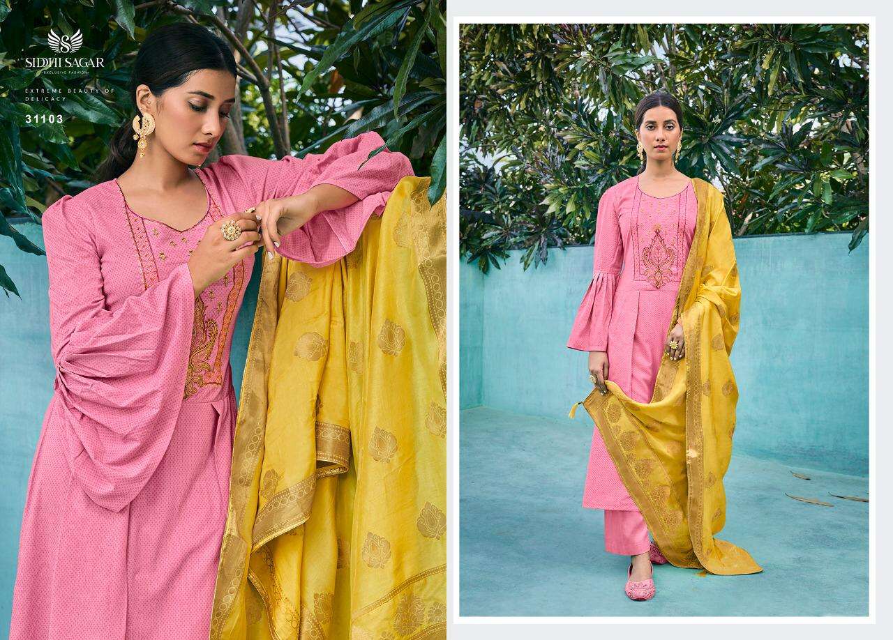 NIRMAYA BY SIDDHI SAGAR 31101 TO 31108 SERIES BEAUTIFUL SUITS COLORFUL STYLISH FANCY CASUAL WEAR & ETHNIC WEAR PURE COTTON EMBROIDERED DRESSES AT WHOLESALE PRICE