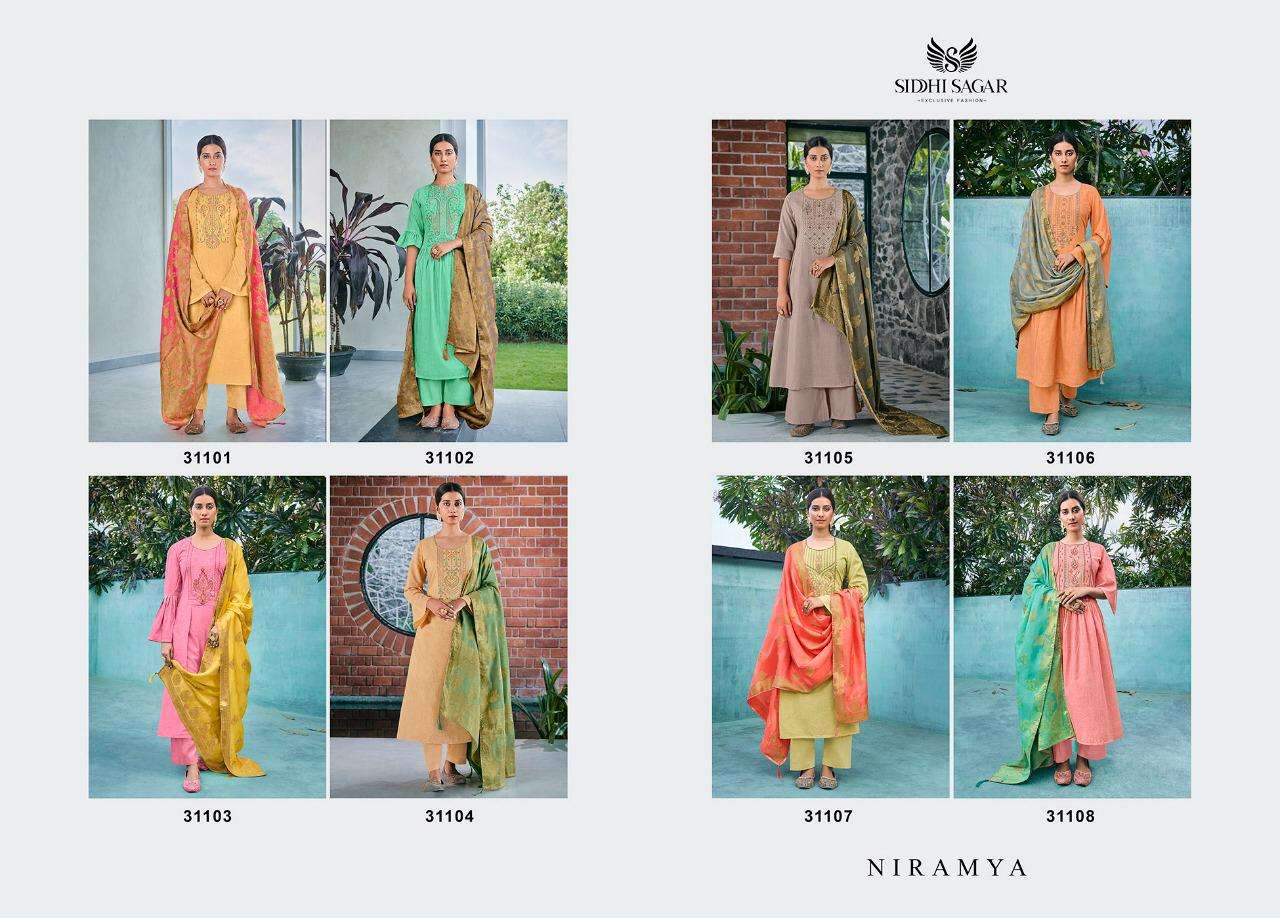 NIRMAYA BY SIDDHI SAGAR 31101 TO 31108 SERIES BEAUTIFUL SUITS COLORFUL STYLISH FANCY CASUAL WEAR & ETHNIC WEAR PURE COTTON EMBROIDERED DRESSES AT WHOLESALE PRICE