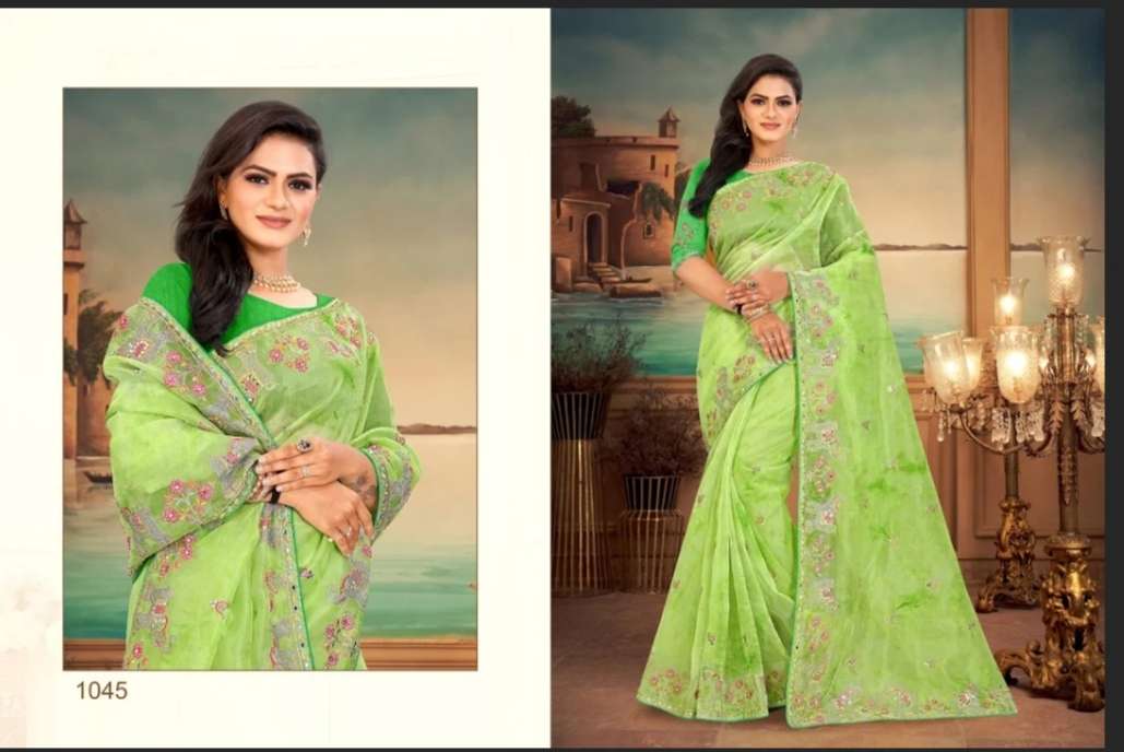 BREEZE BY BALARKAS 1045 TO 1048 SERIES INDIAN TRADITIONAL WEAR COLLECTION BEAUTIFUL STYLISH FANCY COLORFUL PARTY WEAR & OCCASIONAL WEAR ORGAZNA EMBROIDERED SAREES AT WHOLESALE PRICE