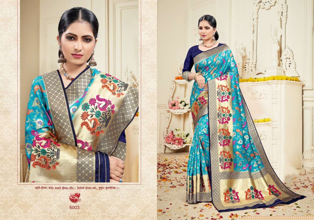SUMMER SILK BY PATANG SAREES 6001 TO 6006 SERIES INDIAN TRADITIONAL WEAR COLLECTION BEAUTIFUL STYLISH FANCY COLORFUL PARTY WEAR & OCCASIONAL WEAR SILK SAREES AT WHOLESALE PRICE
