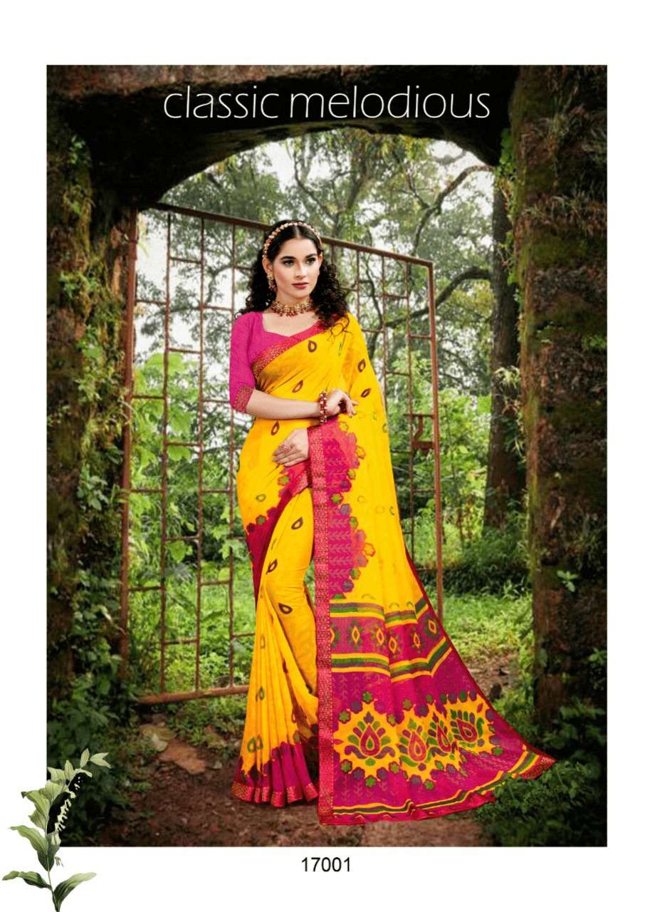 DEVANSHI VOL-17 BY MANSAROVER 17001 TO 17008 SERIES INDIAN TRADITIONAL WEAR COLLECTION BEAUTIFUL STYLISH FANCY COLORFUL PARTY WEAR & OCCASIONAL WEAR BRASSO SAREES AT WHOLESALE PRICE