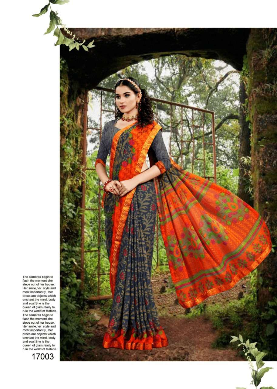 DEVANSHI VOL-17 BY MANSAROVER 17001 TO 17008 SERIES INDIAN TRADITIONAL WEAR COLLECTION BEAUTIFUL STYLISH FANCY COLORFUL PARTY WEAR & OCCASIONAL WEAR BRASSO SAREES AT WHOLESALE PRICE