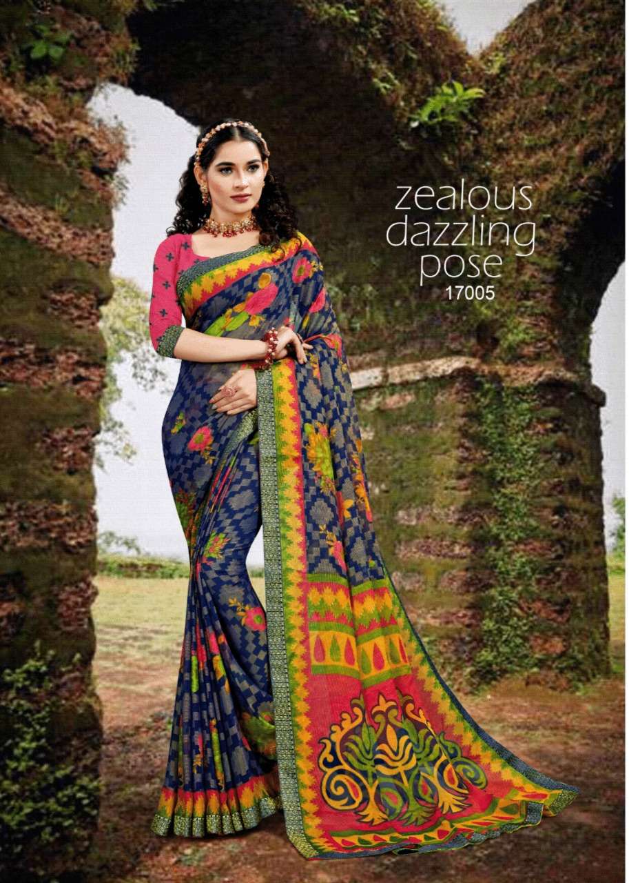 DEVANSHI VOL-17 BY MANSAROVER 17001 TO 17008 SERIES INDIAN TRADITIONAL WEAR COLLECTION BEAUTIFUL STYLISH FANCY COLORFUL PARTY WEAR & OCCASIONAL WEAR BRASSO SAREES AT WHOLESALE PRICE