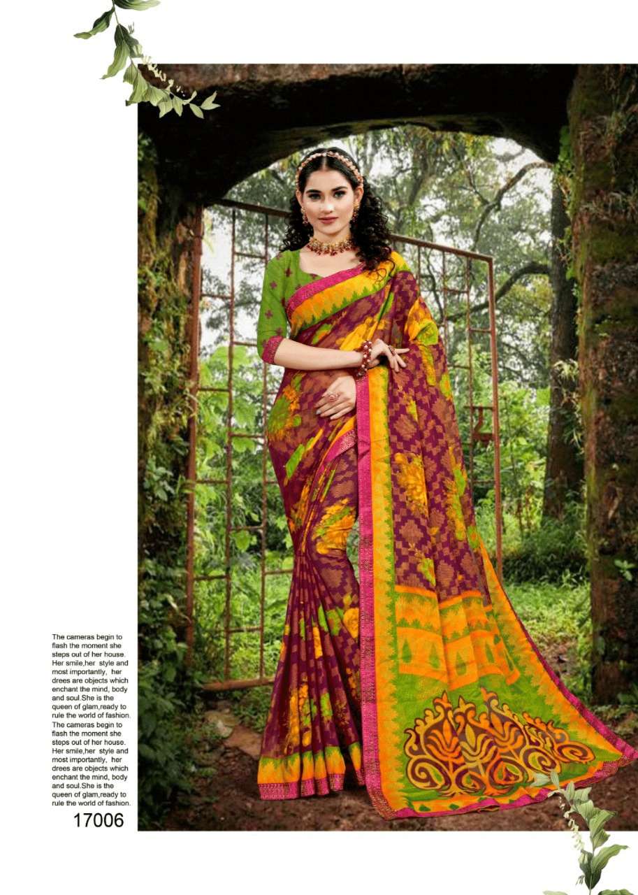 DEVANSHI VOL-17 BY MANSAROVER 17001 TO 17008 SERIES INDIAN TRADITIONAL WEAR COLLECTION BEAUTIFUL STYLISH FANCY COLORFUL PARTY WEAR & OCCASIONAL WEAR BRASSO SAREES AT WHOLESALE PRICE