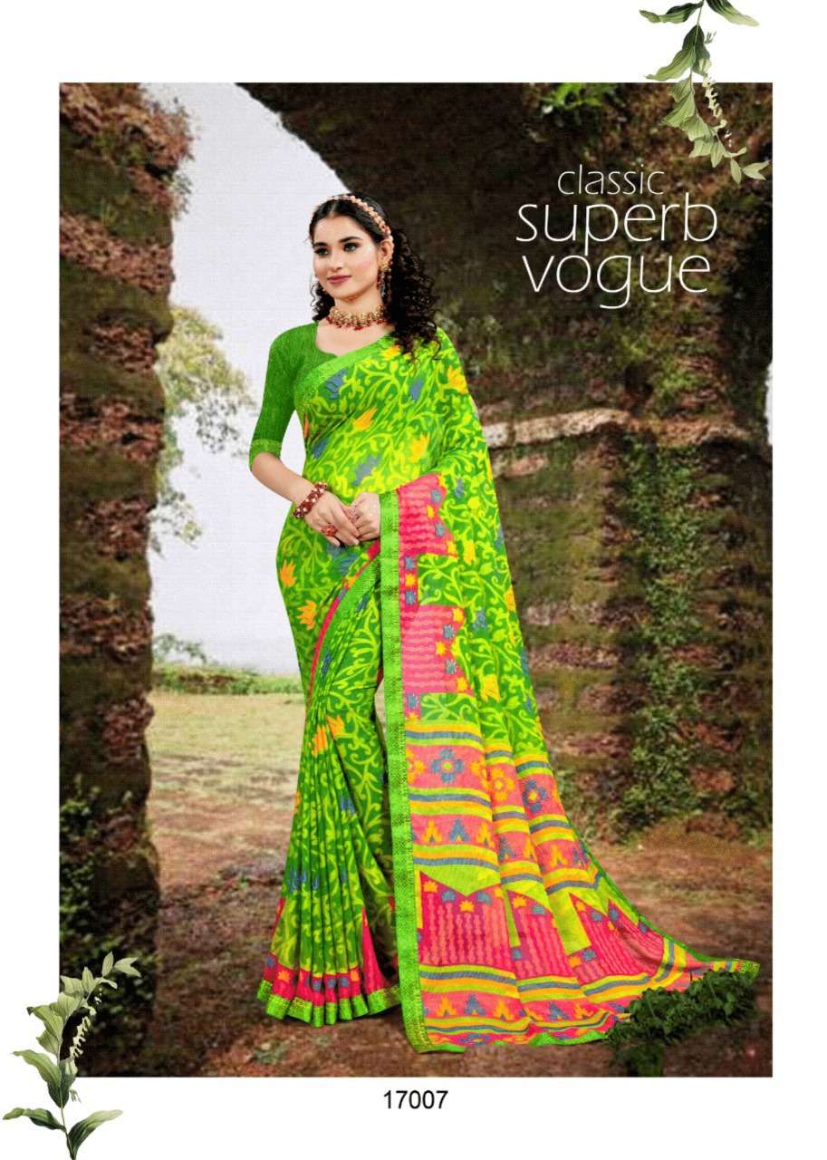 DEVANSHI VOL-17 BY MANSAROVER 17001 TO 17008 SERIES INDIAN TRADITIONAL WEAR COLLECTION BEAUTIFUL STYLISH FANCY COLORFUL PARTY WEAR & OCCASIONAL WEAR BRASSO SAREES AT WHOLESALE PRICE